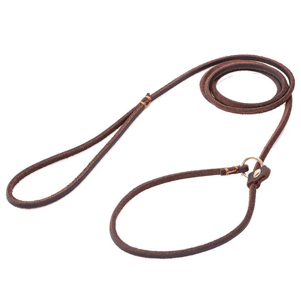 Soft Genuine Leather Dog Slip Lead No Pull Training Leash