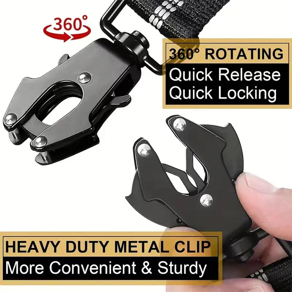 Adjustable Tactical Bungee Dog Leash Heavy Duty Reflective Seatbelt Lead