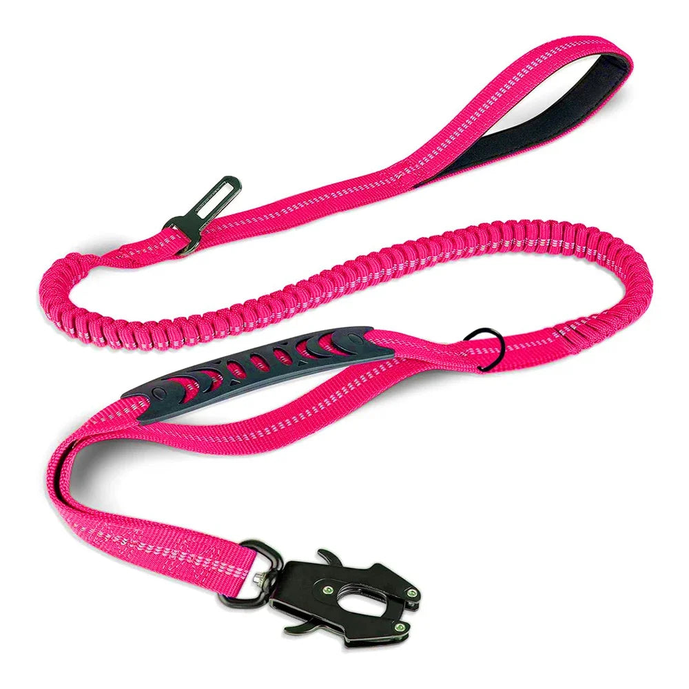 Adjustable Tactical Bungee Dog Leash Heavy Duty Reflective Seatbelt Lead
