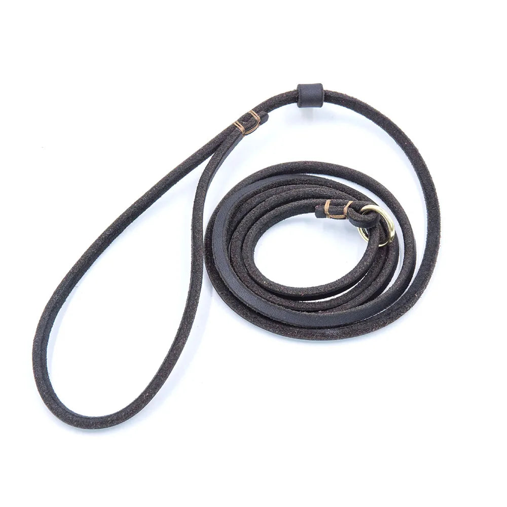 Soft Genuine Leather Dog Slip Lead No Pull Training Leash