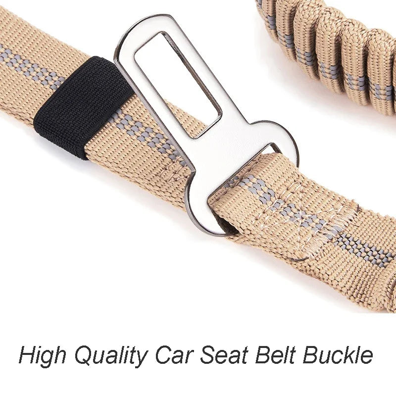 Adjustable Tactical Bungee Dog Leash Heavy Duty Reflective Seatbelt Lead