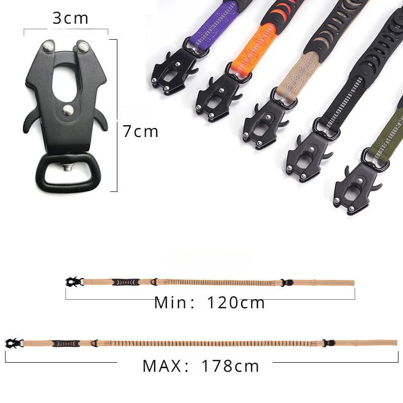 Adjustable Tactical Bungee Dog Leash Heavy Duty Reflective Seatbelt Lead