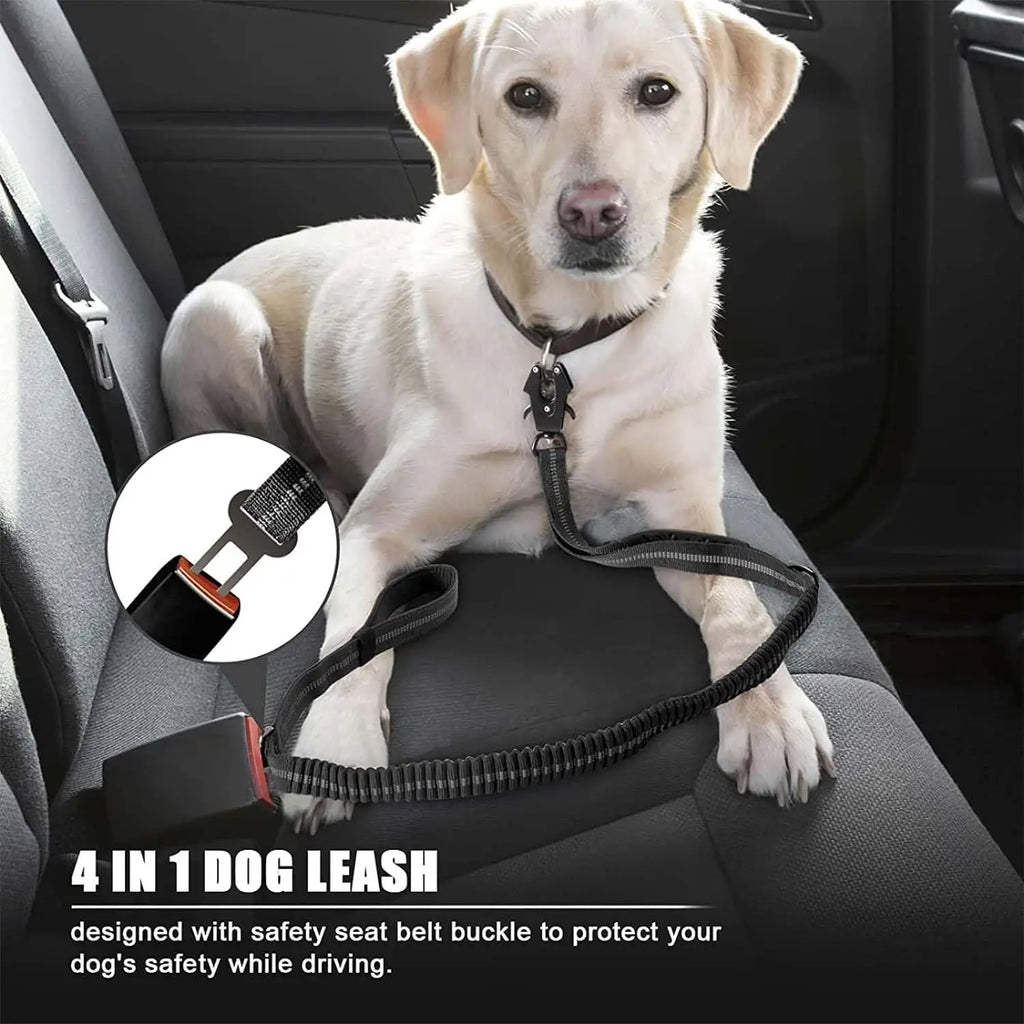 Adjustable Tactical Bungee Dog Leash Heavy Duty Reflective Seatbelt Lead