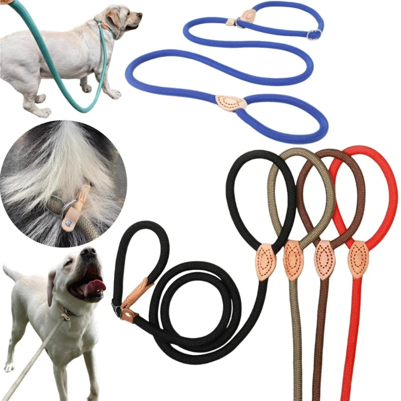 Heavy Duty Braided Rope Dog Slip Leash Adjustable Training Lead