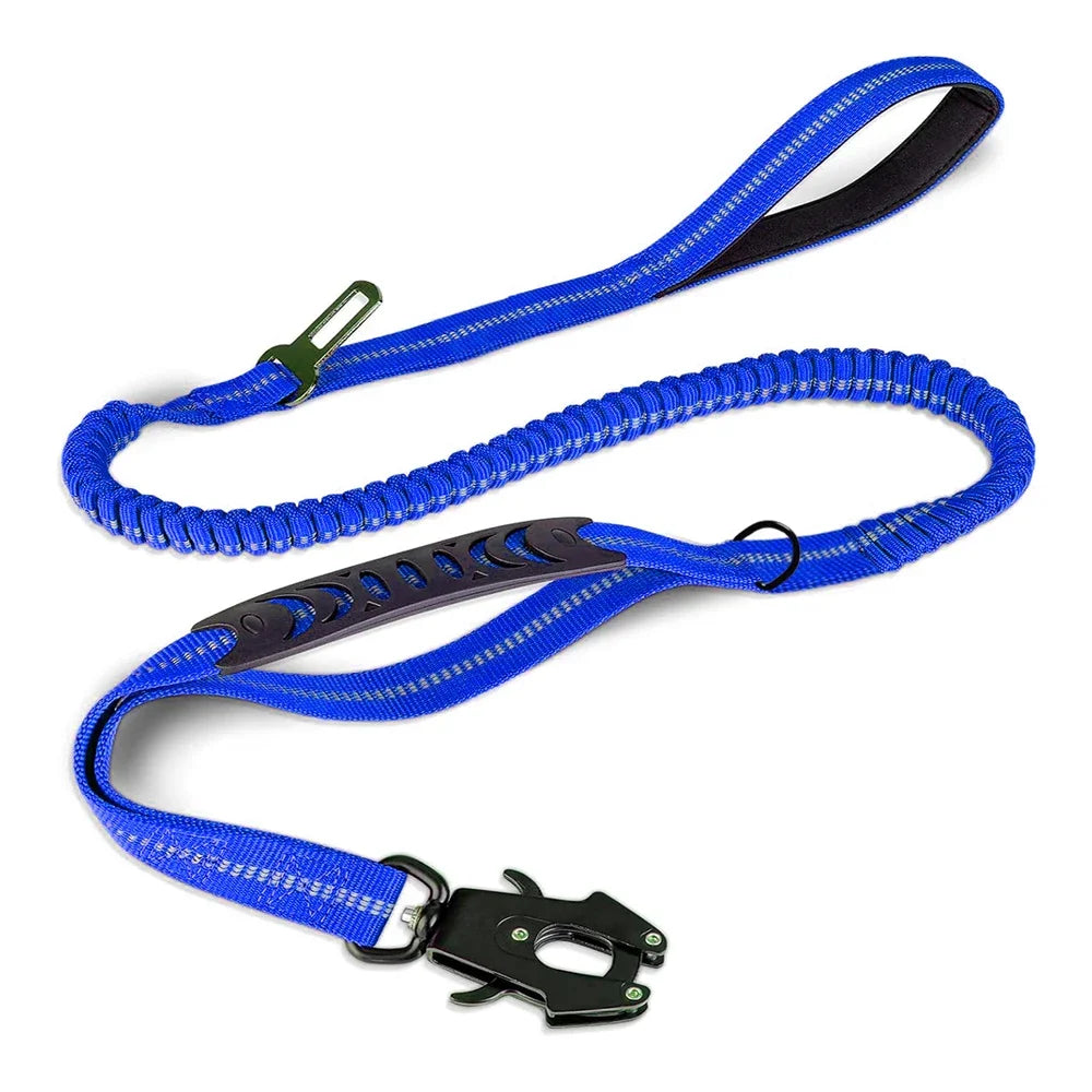 Adjustable Tactical Bungee Dog Leash Heavy Duty Reflective Seatbelt Lead
