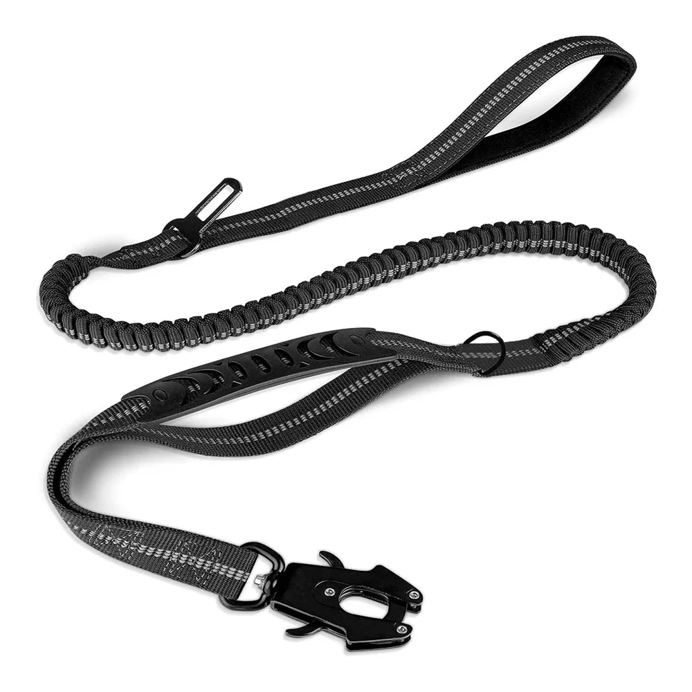 Adjustable Tactical Bungee Dog Leash Heavy Duty Reflective Seatbelt Lead