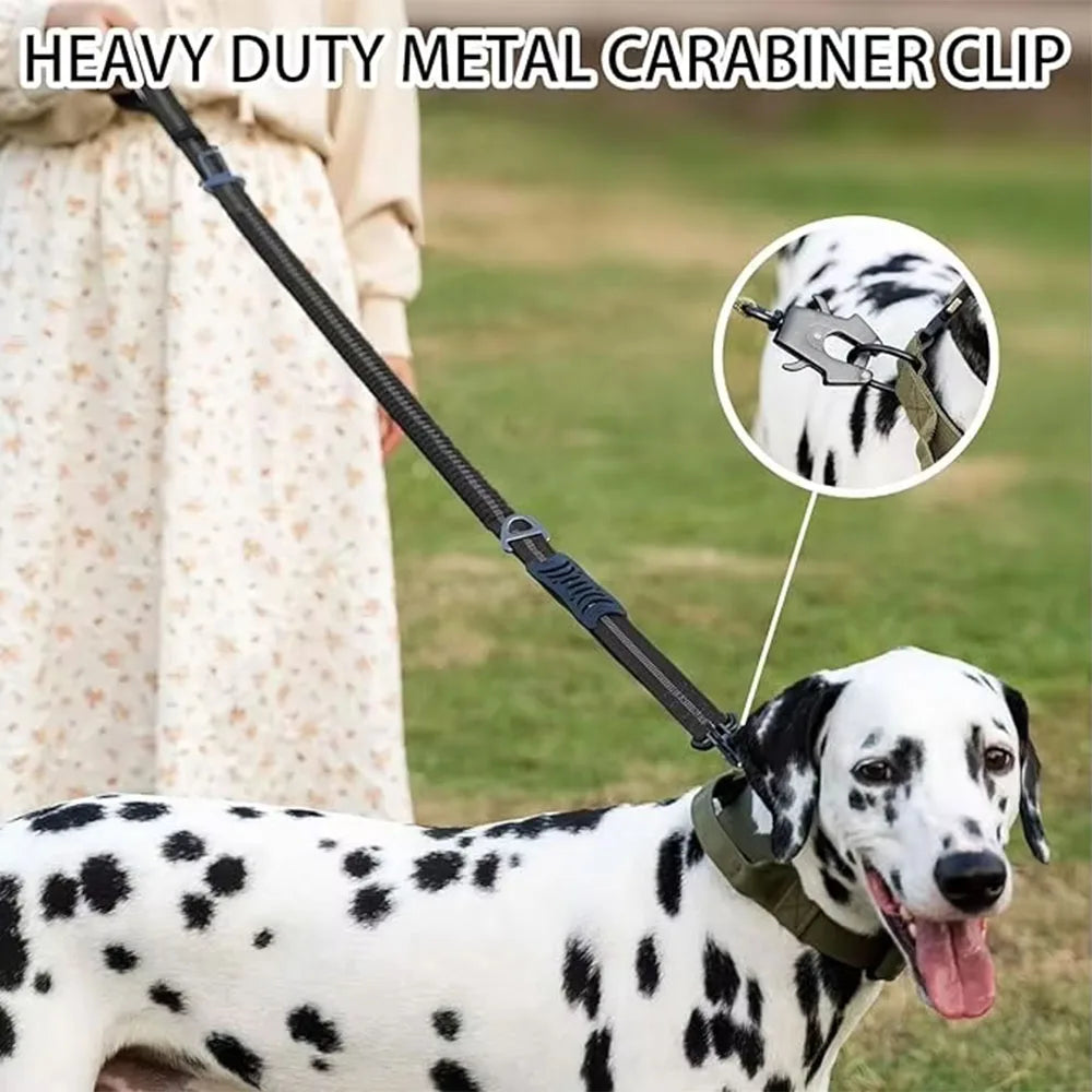 Adjustable Tactical Bungee Dog Leash Heavy Duty Reflective Seatbelt Lead