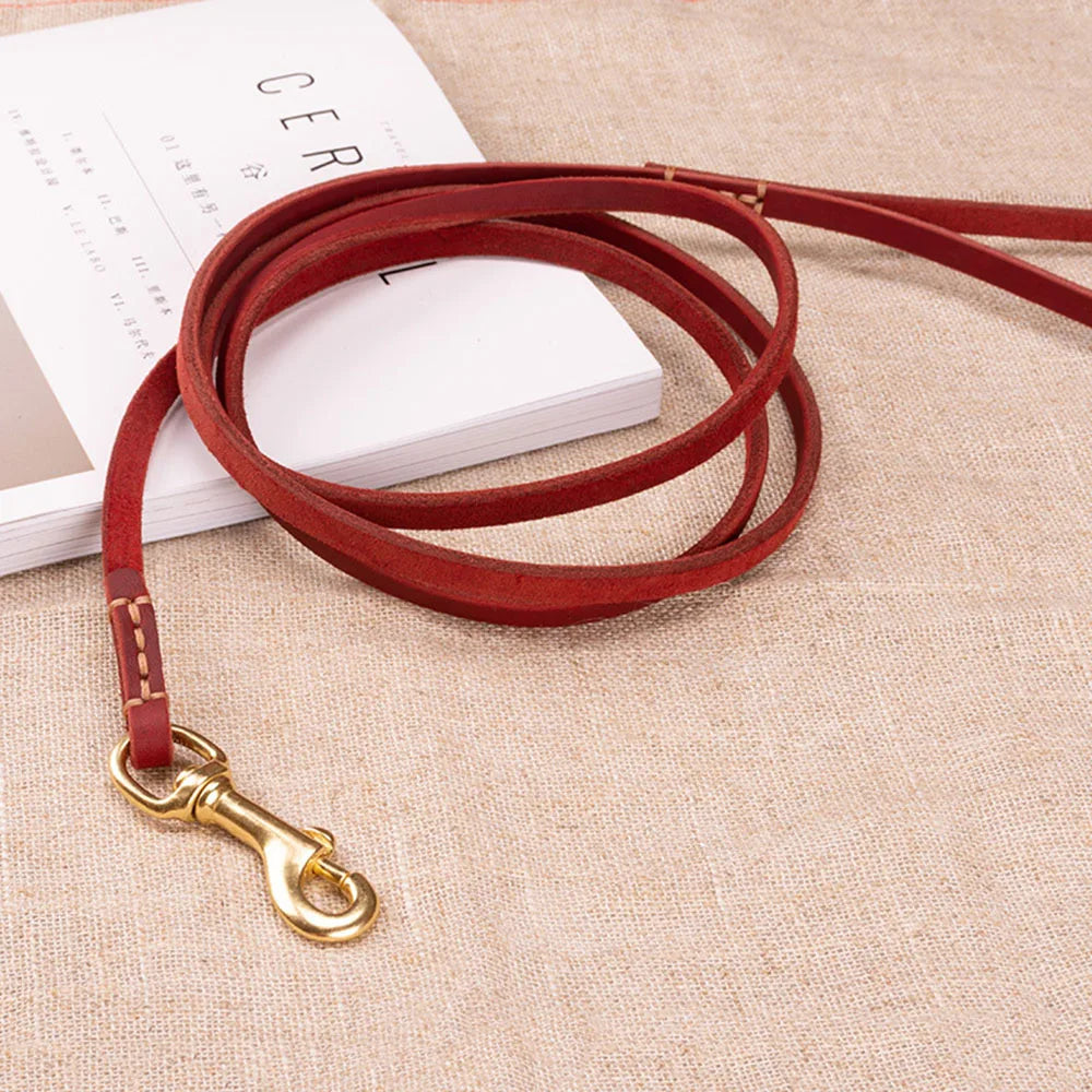 Handmade Genuine Leather Dog Leash for Small Dogs and Cats