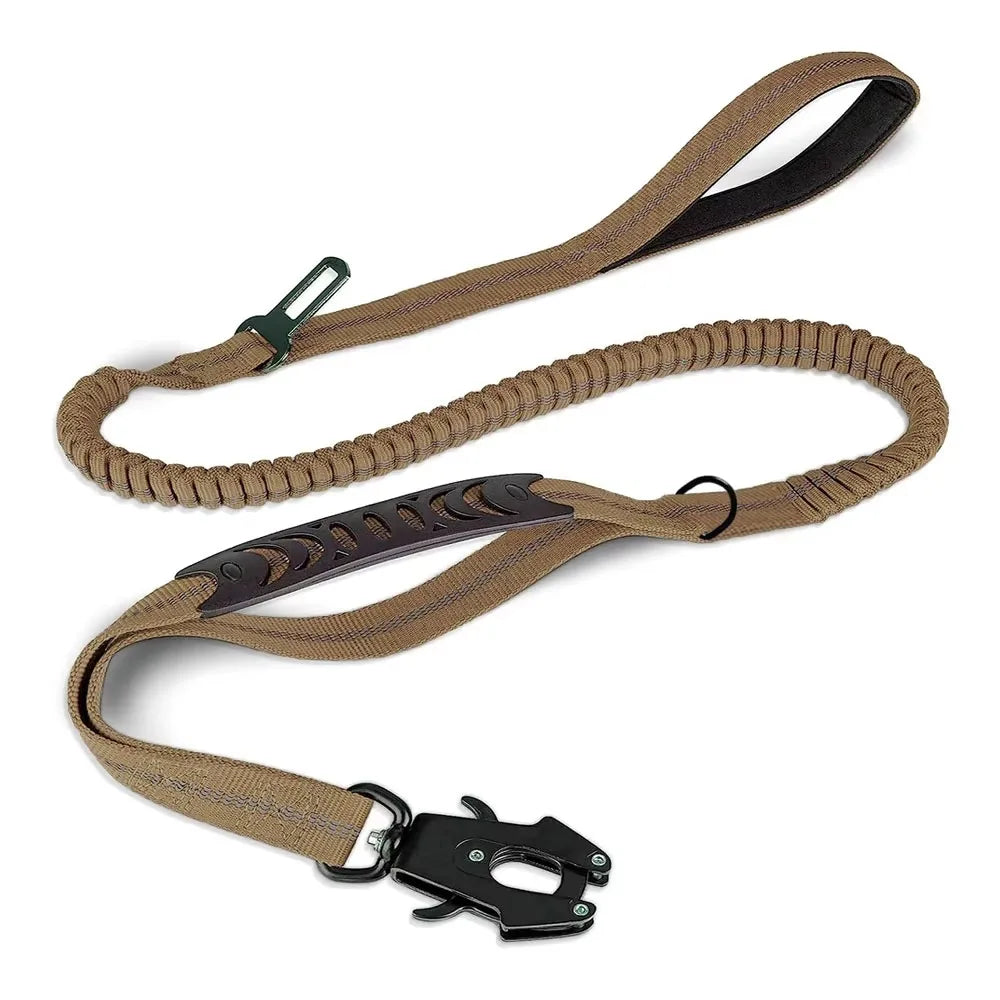 Adjustable Tactical Bungee Dog Leash Heavy Duty Reflective Seatbelt Lead