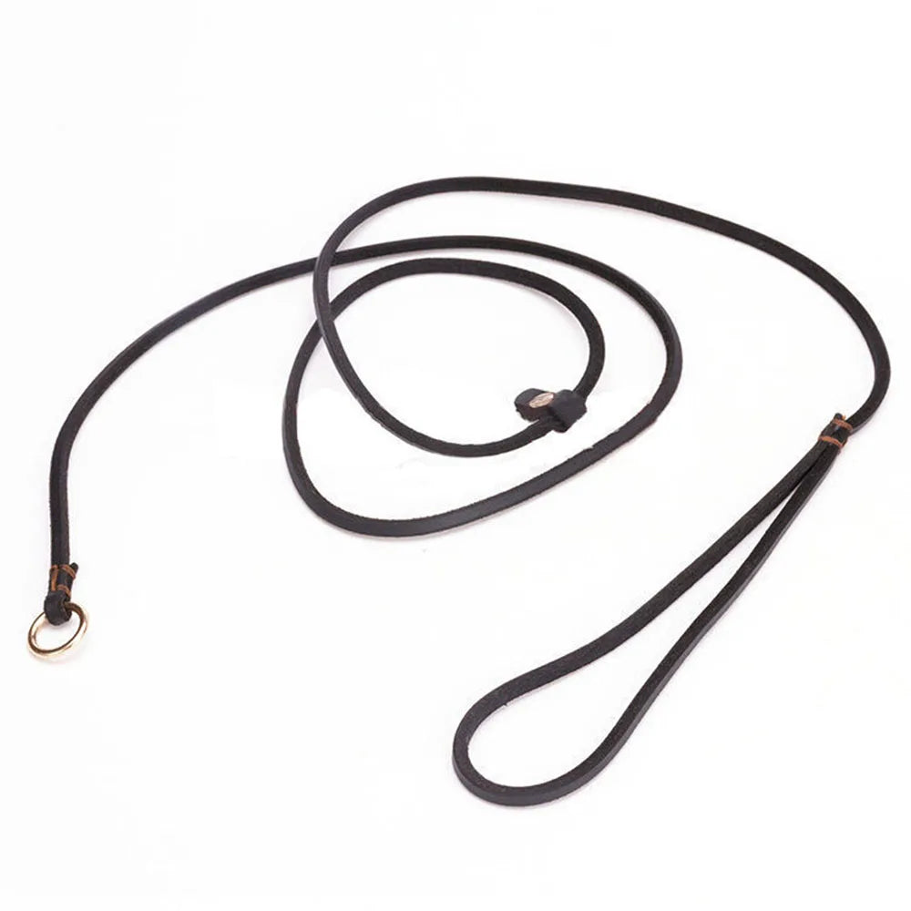 Soft Genuine Leather Dog Slip Lead No Pull Training Leash